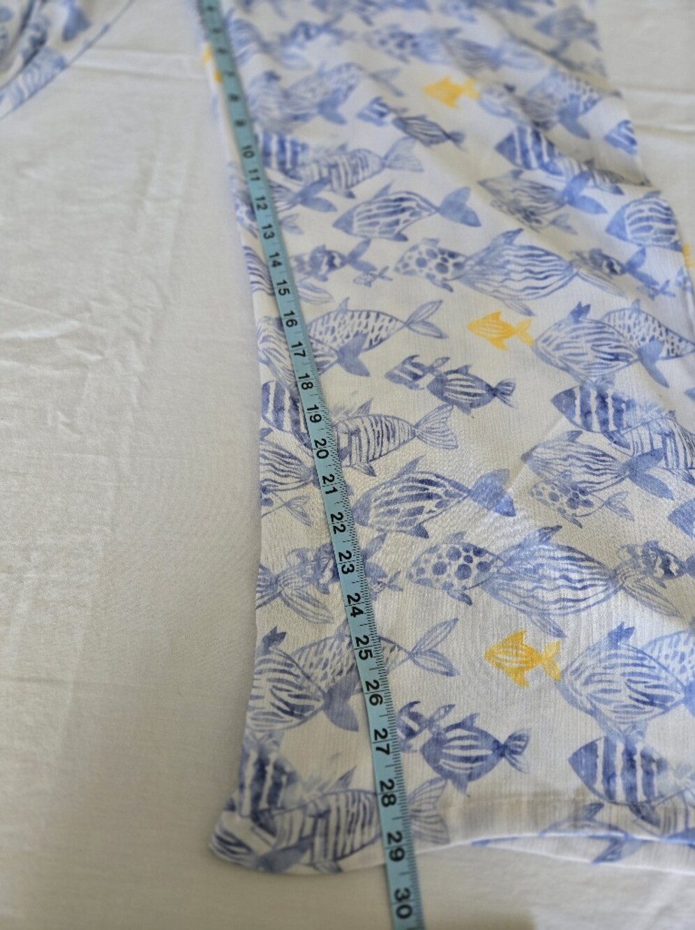 Sleeveless Blue & White Fish-Print V-Neck Jumpsuit with Tie Waist - Picture 11 of 16
